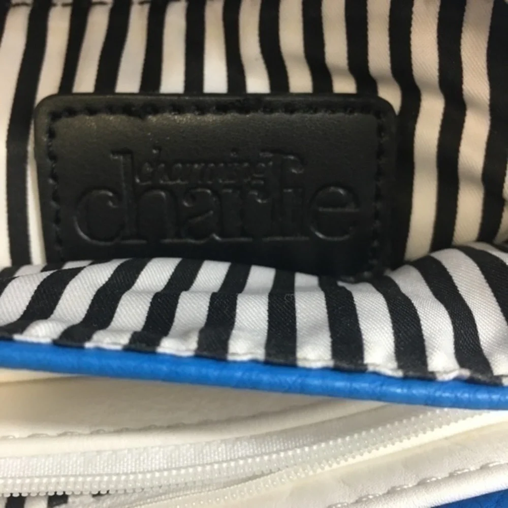 Blue White Wristlet Charming Charlie Clutch Bag